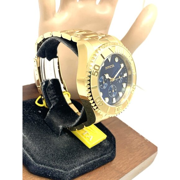 Invicta Men's Watch 36974 Pro Diver Quartz Chronograph Gold Steel Blue Dial 47mm - Picture 15 of 15